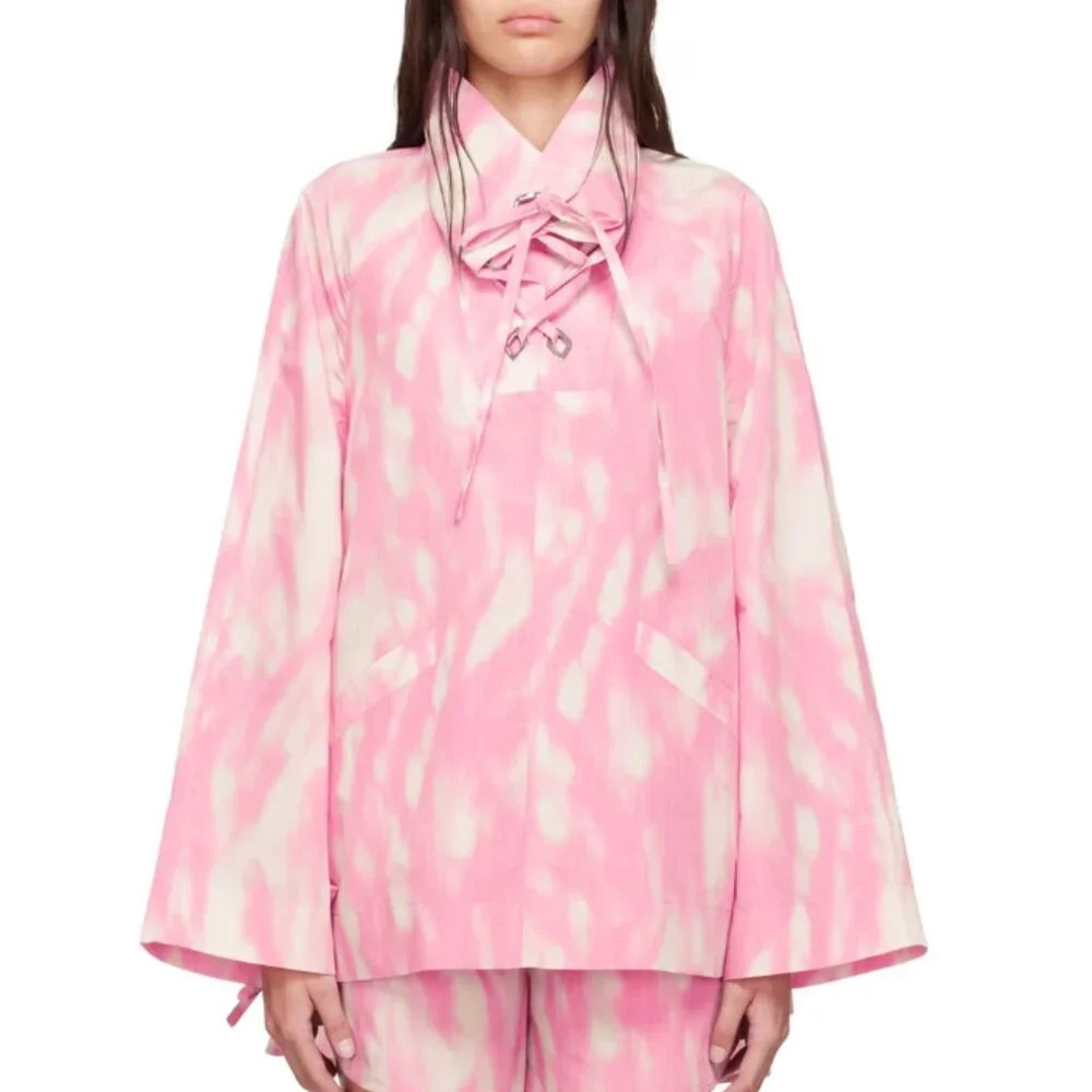 GANNI Long Sleeve Anorak In Dreamy Daze Phlox Pink  size S/M
